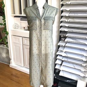 Free People Sheer Shirt Dress Olive XS